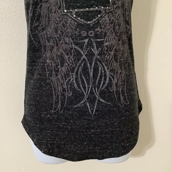 Y2K Harley Davidson Rhinestone Biker Chic Grunge Punk Angel Wing Graphic Tank M - Picture 3 of 12